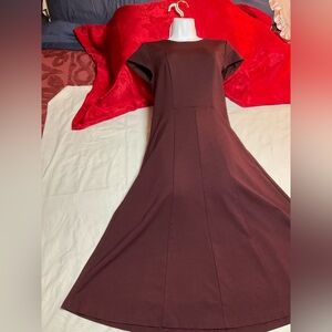 Ann Taylor Sheath Maxi Dress Short Sleeve Crew Neck size 2 TALL